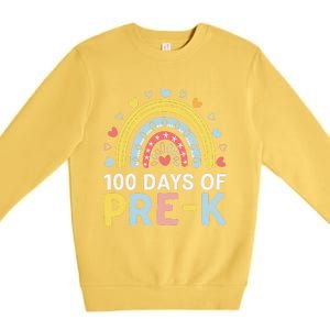 100 Days Of Pre K Rainbow Happy 100th Day Of School Teacher Premium Crewneck Sweatshirt