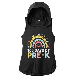 100 Days Of Pre K Rainbow Happy 100th Day Of School Teacher Ladies PosiCharge Tri-Blend Wicking Draft Hoodie Tank