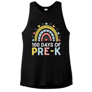 100 Days Of Pre K Rainbow Happy 100th Day Of School Teacher Ladies PosiCharge Tri-Blend Wicking Tank