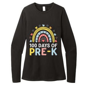 100 Days Of Pre K Rainbow Happy 100th Day Of School Teacher Womens CVC Long Sleeve Shirt