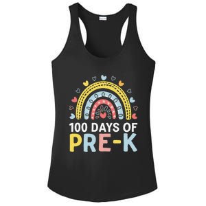 100 Days Of Pre K Rainbow Happy 100th Day Of School Teacher Ladies PosiCharge Competitor Racerback Tank