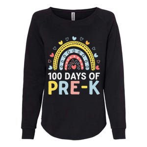 100 Days Of Pre K Rainbow Happy 100th Day Of School Teacher Womens California Wash Sweatshirt