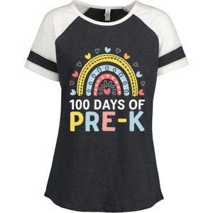 100 Days Of Pre K Rainbow Happy 100th Day Of School Teacher Enza Ladies Jersey Colorblock Tee