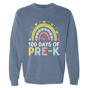 100 Days Of Pre K Rainbow Happy 100th Day Of School Teacher Garment-Dyed Sweatshirt