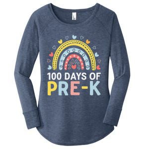 100 Days Of Pre K Rainbow Happy 100th Day Of School Teacher Women's Perfect Tri Tunic Long Sleeve Shirt