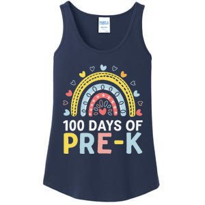 100 Days Of Pre K Rainbow Happy 100th Day Of School Teacher Ladies Essential Tank