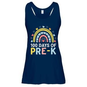 100 Days Of Pre K Rainbow Happy 100th Day Of School Teacher Ladies Essential Flowy Tank