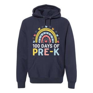 100 Days Of Pre K Rainbow Happy 100th Day Of School Teacher Premium Hoodie