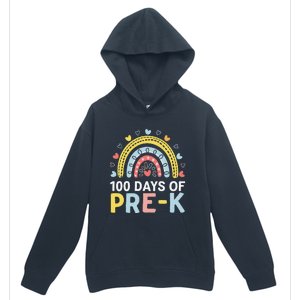 100 Days Of Pre K Rainbow Happy 100th Day Of School Teacher Urban Pullover Hoodie