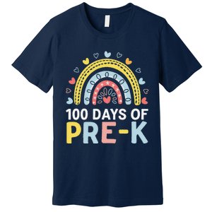 100 Days Of Pre K Rainbow Happy 100th Day Of School Teacher Premium T-Shirt