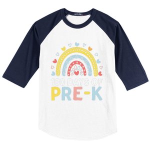 100 Days Of Pre K Rainbow Happy 100th Day Of School Teacher Baseball Sleeve Shirt