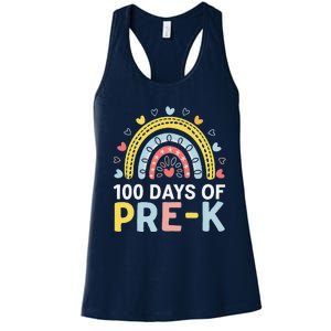 100 Days Of Pre K Rainbow Happy 100th Day Of School Teacher Women's Racerback Tank