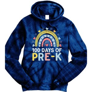 100 Days Of Pre K Rainbow Happy 100th Day Of School Teacher Tie Dye Hoodie