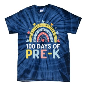 100 Days Of Pre K Rainbow Happy 100th Day Of School Teacher Tie-Dye T-Shirt