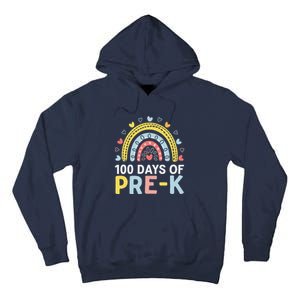 100 Days Of Pre K Rainbow Happy 100th Day Of School Teacher Tall Hoodie