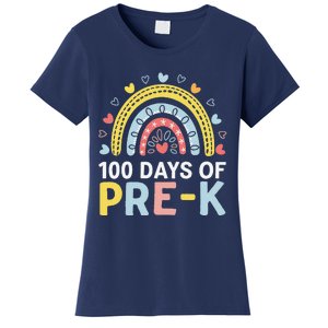 100 Days Of Pre K Rainbow Happy 100th Day Of School Teacher Women's T-Shirt