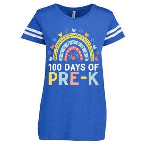 100 Days Of Pre K Rainbow Happy 100th Day Of School Teacher Enza Ladies Jersey Football T-Shirt