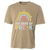 100 Days Of Pre K Rainbow Happy 100th Day Of School Teacher Cooling Performance Crew T-Shirt