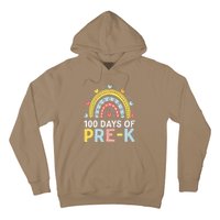 100 Days Of Pre K Rainbow Happy 100th Day Of School Teacher Hoodie