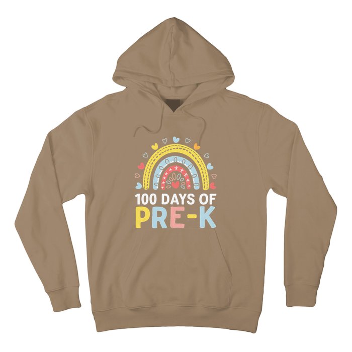 100 Days Of Pre K Rainbow Happy 100th Day Of School Teacher Hoodie