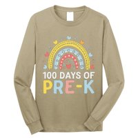 100 Days Of Pre K Rainbow Happy 100th Day Of School Teacher Long Sleeve Shirt