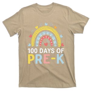 100 Days Of Pre K Rainbow Happy 100th Day Of School Teacher T-Shirt