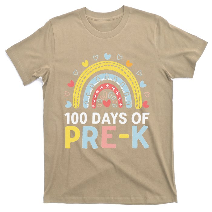 100 Days Of Pre K Rainbow Happy 100th Day Of School Teacher T-Shirt