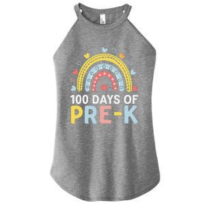 100 Days Of Pre K Rainbow Happy 100th Day Of School Teacher Women's Perfect Tri Rocker Tank