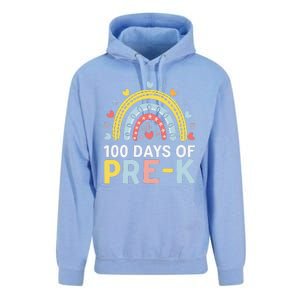 100 Days Of Pre K Rainbow Happy 100th Day Of School Teacher Unisex Surf Hoodie