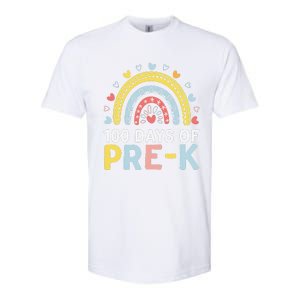 100 Days Of Pre K Rainbow Happy 100th Day Of School Teacher Softstyle CVC T-Shirt