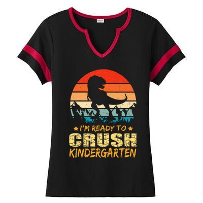 1st Day Of Kindergarten Im Ready To Crush Dinosaur Ladies Halftime Notch Neck Tee