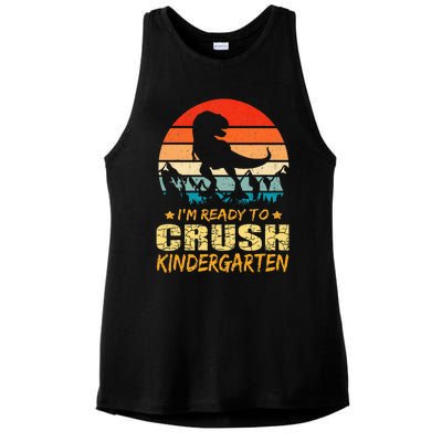 1st Day Of Kindergarten Im Ready To Crush Dinosaur Ladies PosiCharge Tri-Blend Wicking Tank