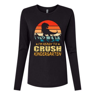 1st Day Of Kindergarten Im Ready To Crush Dinosaur Womens Cotton Relaxed Long Sleeve T-Shirt