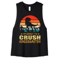 1st Day Of Kindergarten Im Ready To Crush Dinosaur Women's Racerback Cropped Tank