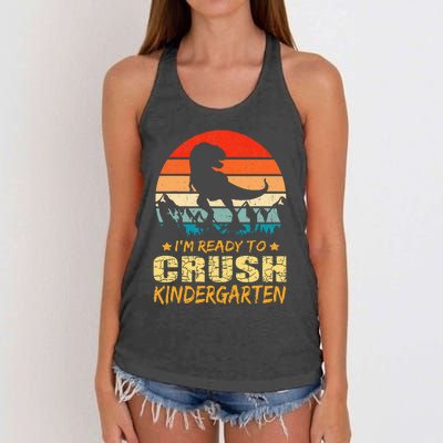 1st Day Of Kindergarten Im Ready To Crush Dinosaur Women's Knotted Racerback Tank