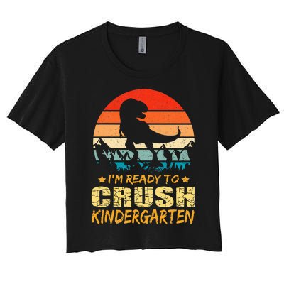 1st Day Of Kindergarten Im Ready To Crush Dinosaur Women's Crop Top Tee