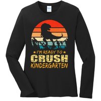 1st Day Of Kindergarten Im Ready To Crush Dinosaur Ladies Long Sleeve Shirt