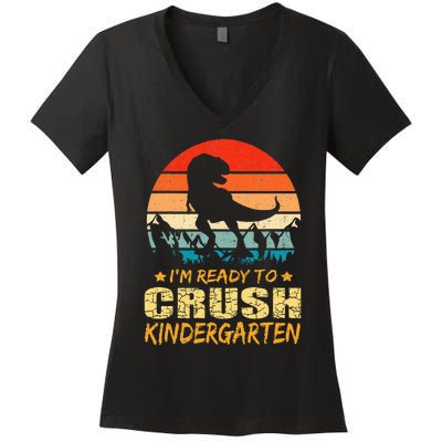 1st Day Of Kindergarten Im Ready To Crush Dinosaur Women's V-Neck T-Shirt