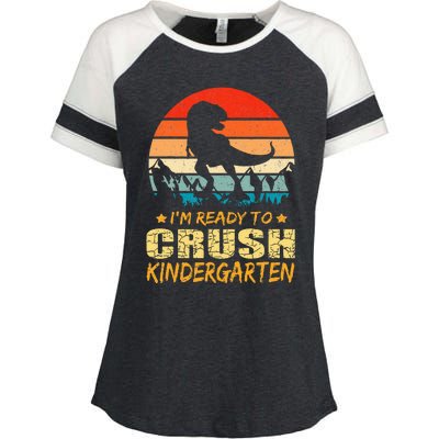 1st Day Of Kindergarten Im Ready To Crush Dinosaur Enza Ladies Jersey Colorblock Tee