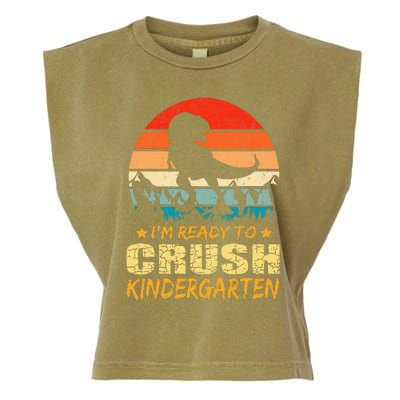 1st Day Of Kindergarten Im Ready To Crush Dinosaur Garment-Dyed Women's Muscle Tee