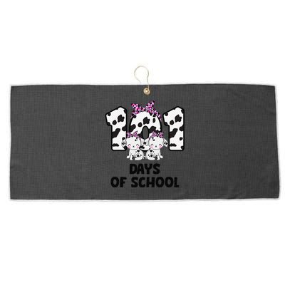 101 Days Of School Dalmatian Dog 100 Days Smarter Large Microfiber Waffle Golf Towel