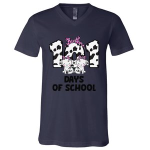 101 Days Of School Dalmatian Dog 100 Days Smarter V-Neck T-Shirt