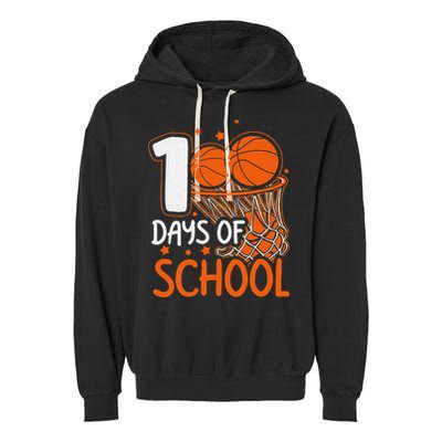 100 Days Of School Basketball 100th Day Balls Garment-Dyed Fleece Hoodie