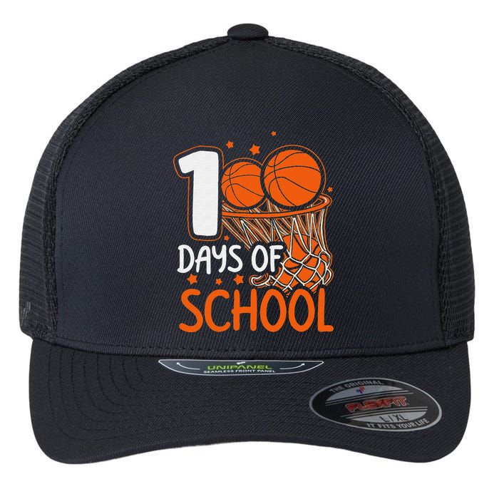 100 Days Of School Basketball 100th Day Balls Flexfit Unipanel Trucker Cap