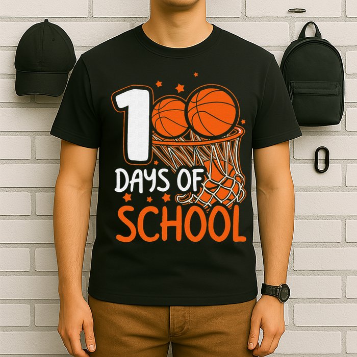 100 Days Of School Basketball 100th Day Balls T-Shirt