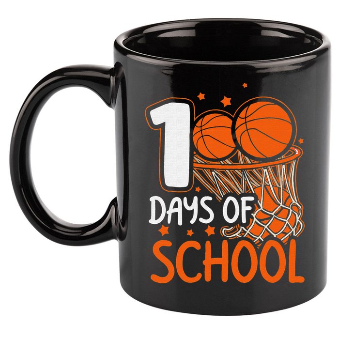 100 Days Of School Basketball 100th Day Balls 11oz C Handle Ceramic Mug