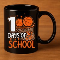 100 Days Of School Basketball 100th Day Balls 11oz C Handle Ceramic Mug