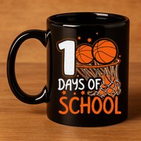 100 Days Of School Basketball 100th Day Balls 11oz C Handle Ceramic Mug