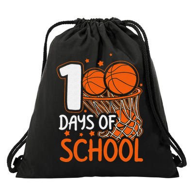 100 Days Of School Basketball 100th Day Balls Drawstring Bag
