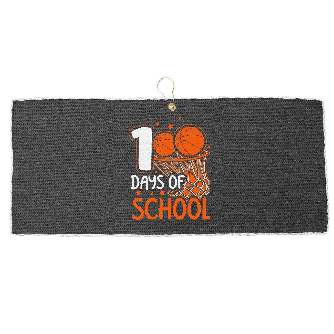 100 Days Of School Basketball 100th Day Balls Large Microfiber Waffle Golf Towel